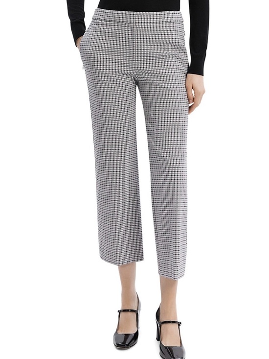 Theory Pants - Theory Cropped Houndstooth Pull-On Trousers - Black/White 00